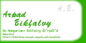 arpad bikfalvy business card